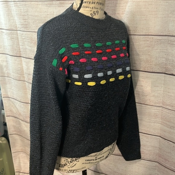 Maria Pavan Sweater Colorful Threaded Details Size XS Brazil Gray - Picture 4 of 9